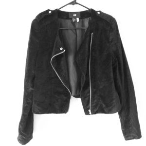 Suede cropped moto jacket